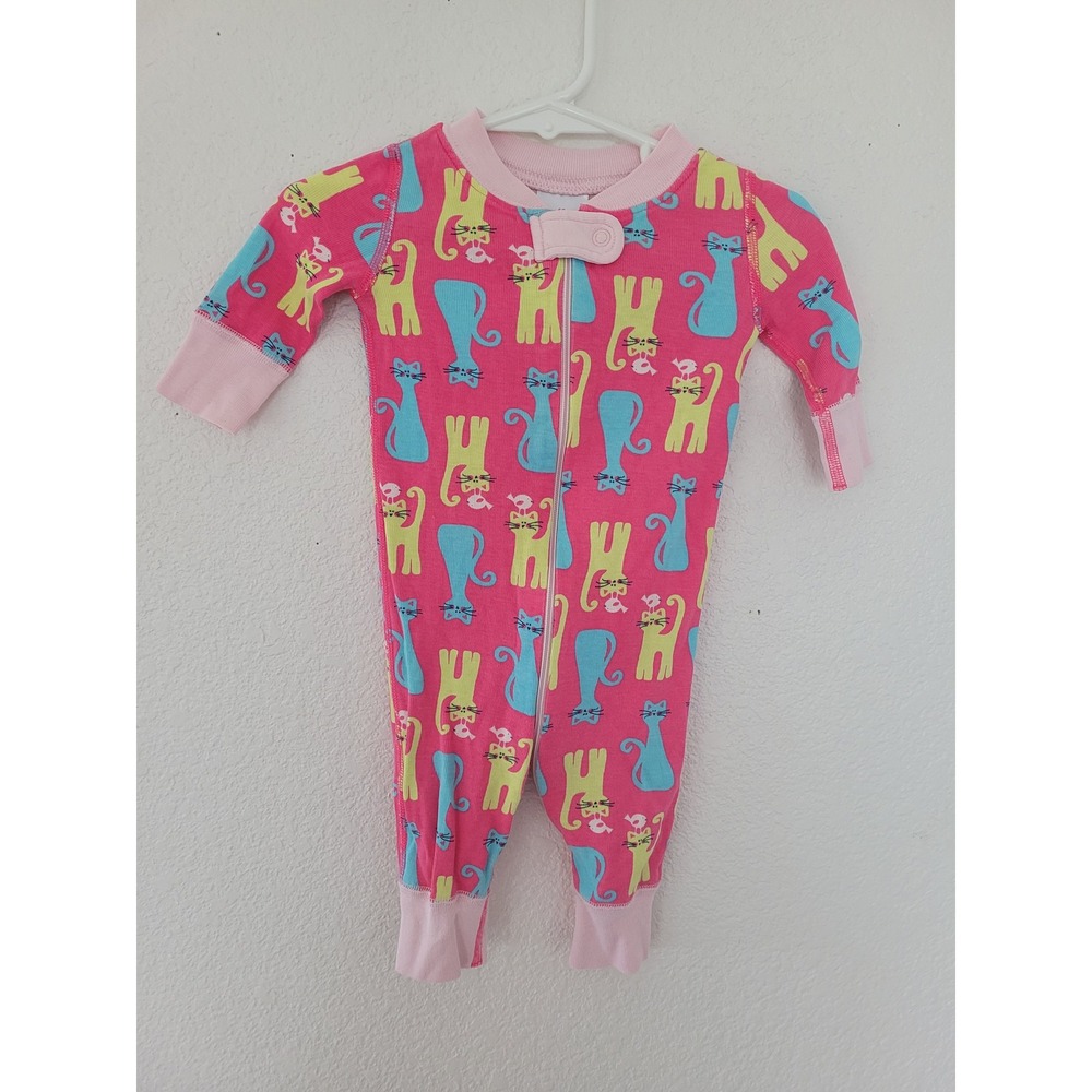 Hanna Andersson Pink Cat Print Organic Cotton Sleeper 0-6 Months #2